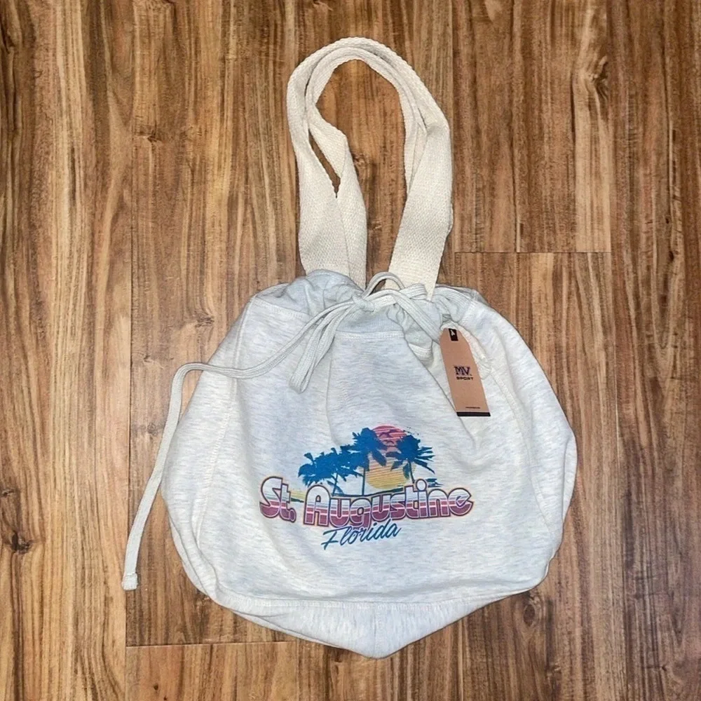 MV SPORT women’s tote shoulder bag graphic St Augustine Florida sweatshirt gray